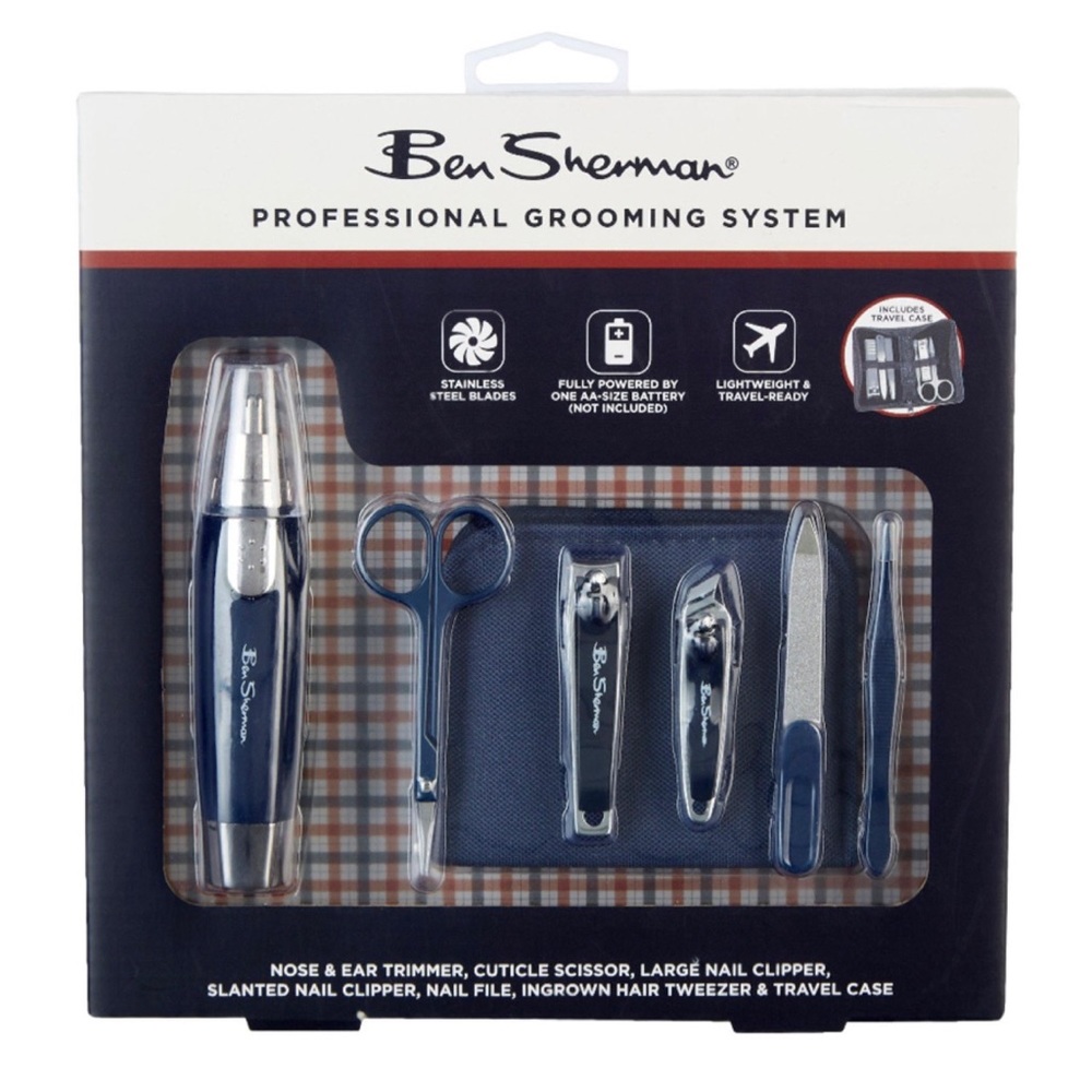 BEN SHERMAN 7-Piece Professional Grooming System with Travel Case, Navy